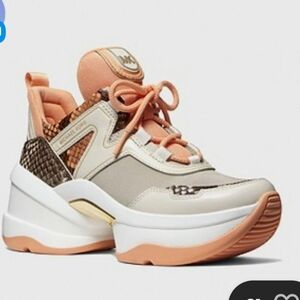 Michael Kors Women's Chunky Trainer in Peach, Beige & Brown